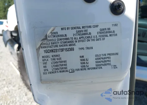 2003 Chevrolet Silverado 2500Hd Lt from USA, damaged, VIN 1GCHK23173F152369